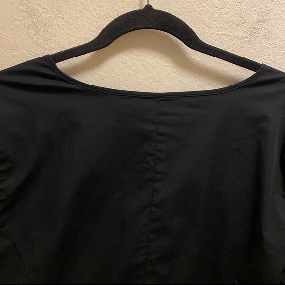 Universal Standard For J. Crew Black V-Neck Poplin Tie Cuff Sleeve Top Size XL - Picture 8 of 9